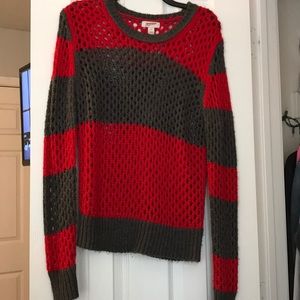 Red and gray striped sweater